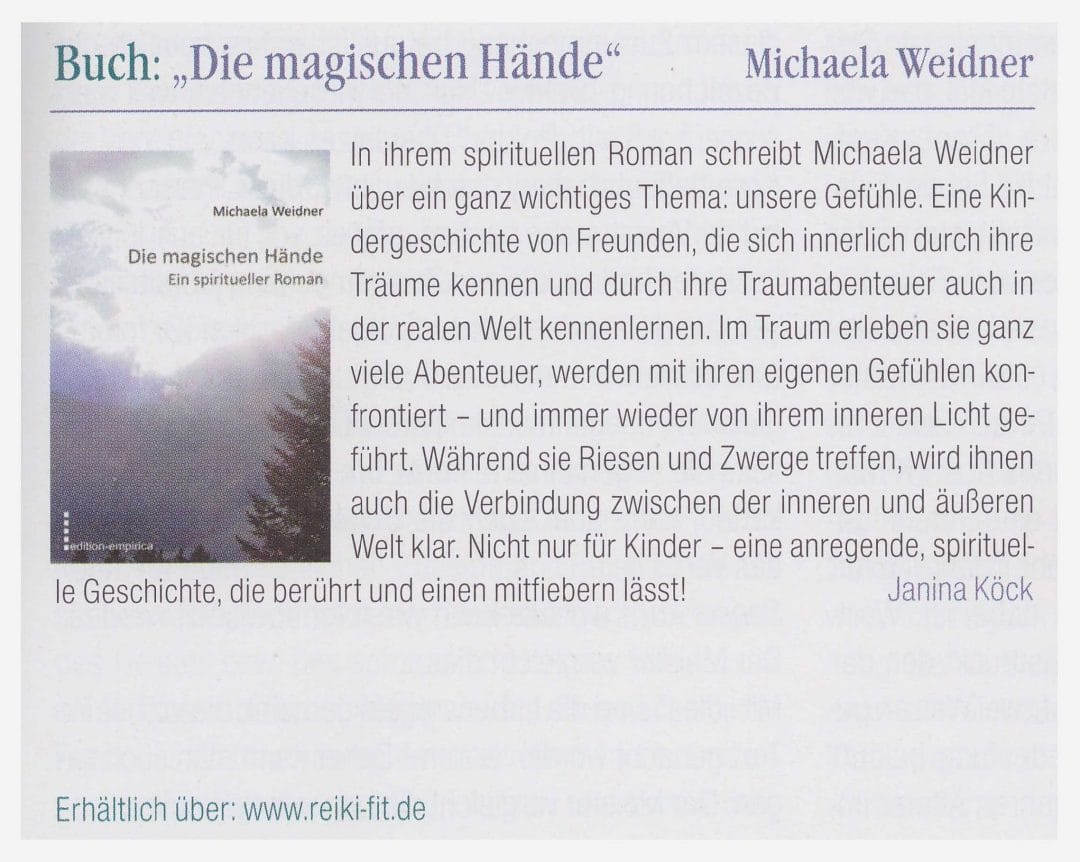 Die magischen Hände - Buch Tipp im Reiki-Magazin